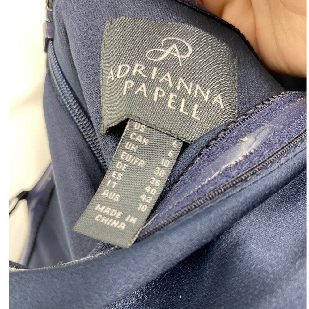 Adrianna‎ Papell One Shoulder Satin Crepe Dress Blue Size 6 - Picture 4 of 9